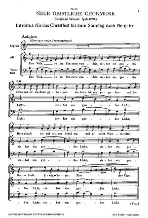 Wenzel: Das Volk, so im Finstern wandelt (Op.102)