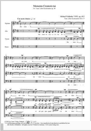 Waldenby: Memento Creatoris tui (hMoll)