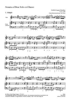 Homilius: Sonate für Oboe und Basso continuo (FDur)
