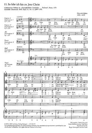 Schütz: So fahr ich hin zu Jesus Christ (SWV 379 (op. 11 no. 11); C-Dur): Orchestral Players' Score x 1