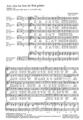Schütz: Also hat Gott die Welt geliebt (SWV 380 (op. 11 no. 12); dorisch)