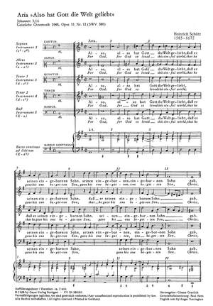 Schütz: Also hat Gott die Welt geliebt (SWV 380 (op. 11 no. 12); dorisch)