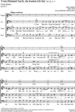 Gulbins: Vom Himmel hoch, da komm ich her (Op.56 no. 3; DDur)