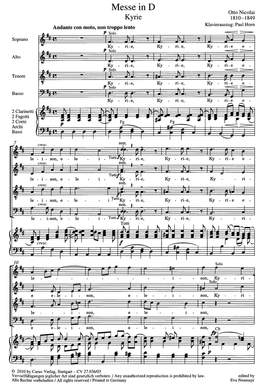 Nicolai: Messe Nr. 1 in D (DDur)