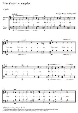 Mocnik: Missa brevis et simplex