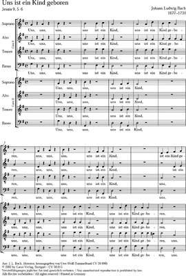 Bach, JL: Uns ist ein Kind geboren (GDur)