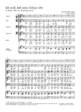 Bach, JM: Ich weiß, daß mein Erlöser lebt (GDur)