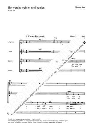 Bach, JS: Ihr werdet weinen und heulen (BWV 103; hMoll)