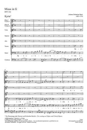 Bach, JS: Missa in G (BWV 236; G-Dur)