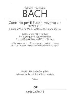 Bach, WF: Flötenkonzert in D (Fk 15c (BR WFB C 15); DDur)