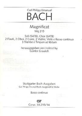 Bach, CPE: Magnificat (Wq 215): Orchestral Cello (or Double Bass)