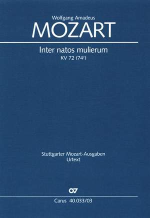 Mozart: Inter natos mulierum (KV 72 (74f); G-Dur)
