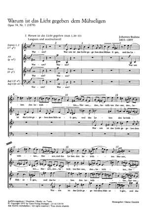 Brahms: Warum ist das Licht gegeben (Op.74 no. 1; d-Moll)