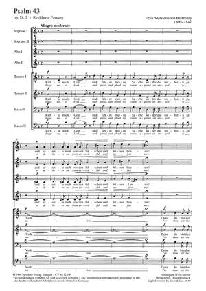 Mendelssohn Bartholdy: Richte mich Gott (Psalm 43) (Op.78 no. 2; d-Moll)