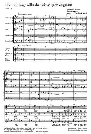 Brahms: Der 13. Psalm (Op.27; g-Moll)
