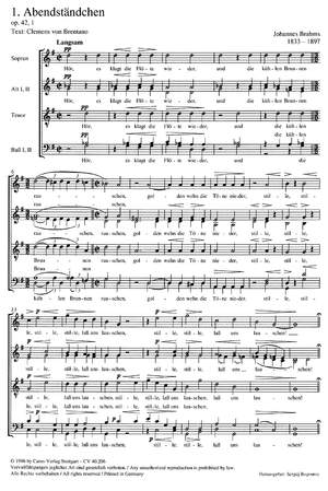 Brahms: Abendständchen (Op.42 no. 1; G-Dur)