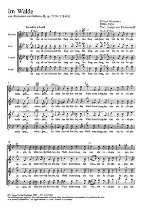 Schumann: Im Walde (Op.75 no. 2; B-Dur)