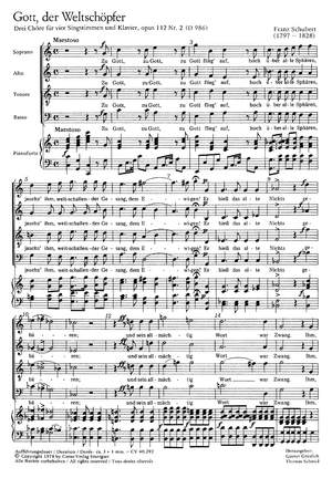 Schubert: Gott, der Weltschöpfer; Hymne an den Unendlichen