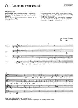 Zelenka: Qui Lazarum resuscitasti (ZWV 47 no. 5; cMoll)