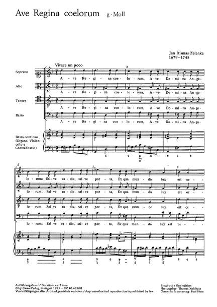 Zelenka: Ave Regina coelorum (ZWV 128 no. 4; gMoll)