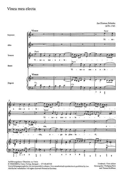 Zelenka: Vinea mea electa (ZWV 55 no. 12; äolisch)