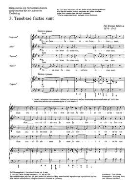 Zelenka: Tenebrae factae sunt (ZWV 55 no. 14; BDur)