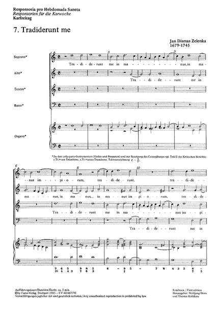 Zelenka: Tradiderunt me (ZWV 55 no. 16; dorisch)