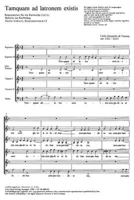 Gesualdo di Venosa: Tamquam ad latronem (dorisch)