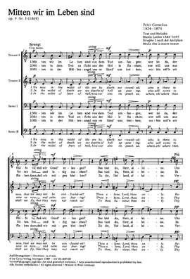 Cornelius: Mitten wir im Leben sind (Op.9 no. 3; aMoll)