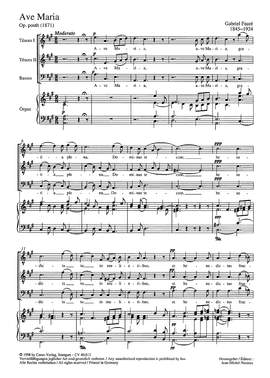 Fauré: Ave Maria in A ( posth.; ADur)