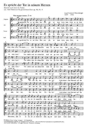 Rheinberger: Es spricht der Tor in seinem Herzen (Op.40 no. 4; a-Moll)