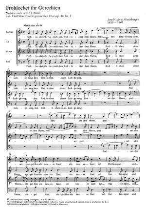 Rheinberger: Frohlocket, ihr Gerechten (Op.40 no. 5; F-Dur)