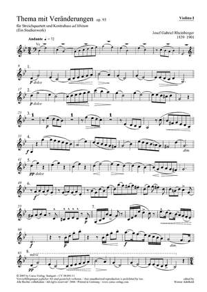 Rheinberger: Thema mit Veränderungen für Streichquartett (Op.93; g-Moll)