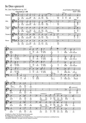 Rheinberger: In Deo speravit cor meum (Auf Gott stand des Herzens Vertrauen) (Op.163 no. 2; D-Dur)