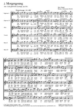 Reger: Morgengesang (Op.138 no. 2; Es-Dur)