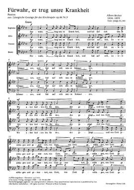 Becker: Fürwahr, er trug unsre Krankheit (Op.46 no. 9; fMoll)