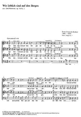 Richter: Wie lieblich sind auf den Bergen (Op.40 no. 1; EsDur)