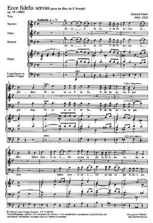 Fauré: Ecce fidelis servus (Op.54; B-Dur)