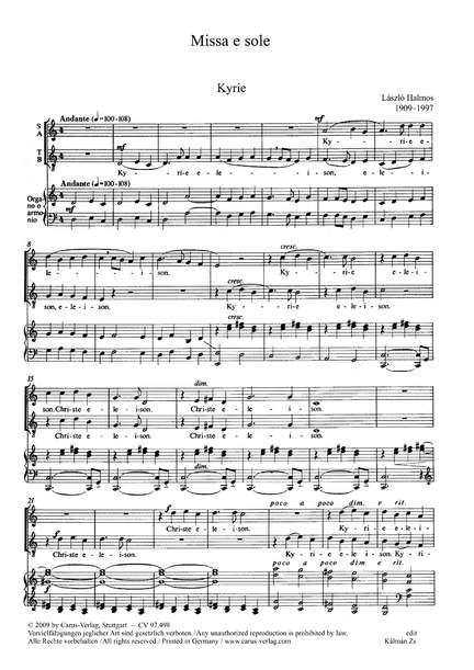 Halmos: Missa e sole (dMoll)