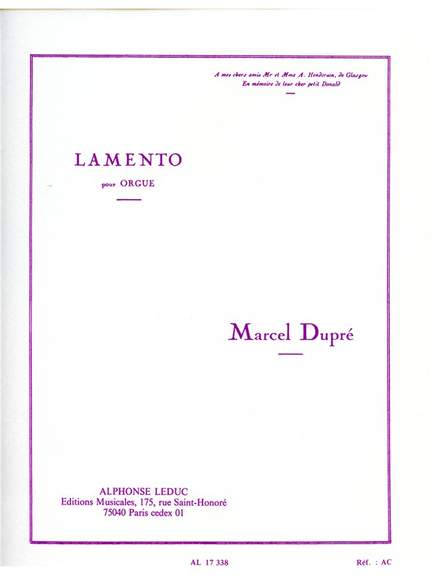 Dupre: Lamento