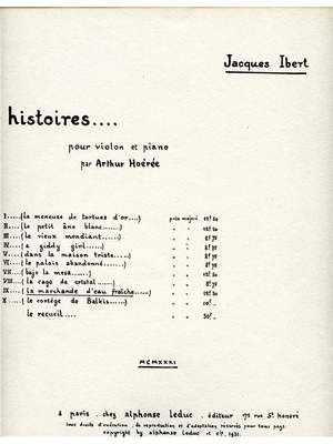 Jacques Ibert: La Marchande d'Eau fraîche