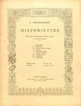 Alexander T. Gretchaninov: HISTORIETTES OP 118 NO 2 - SOLITUDE