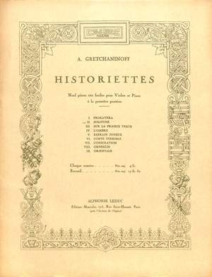 Alexander T. Gretchaninov: HISTORIETTES OP 118 NO 2 - SOLITUDE