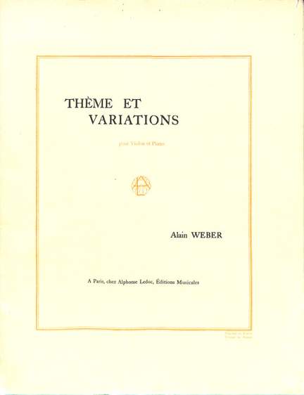 A. Weber: Theme Et Variations
