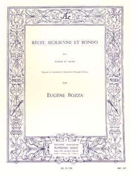 Eugène Bozza: Récit, Sicilienne And Rondo for Bassoon And Piano