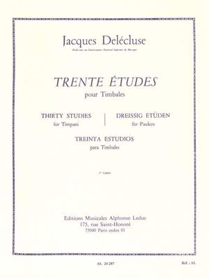 Jacques Delécluse: 30 Etudes Cahier 1 pour Timbales