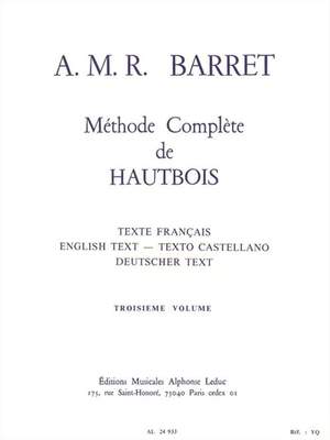 Apollon Marie Rose Barret - Méthode Complète De Hautbois , 3eme Vol.