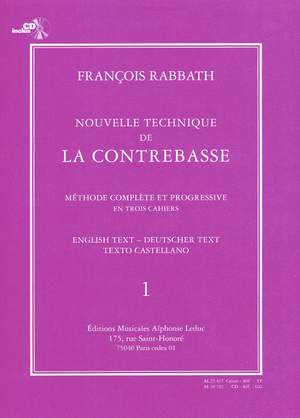 François Rabbath: Nouvelle Technique de la Contrebasse, Cahier 1