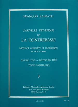 François Rabbath: Nouvelle Technique de la Contrebasse, Cahier 3