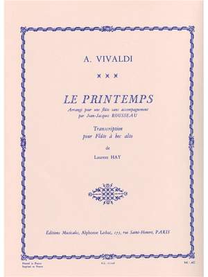 Antonio Vivaldi: Spring in E major arranged for Alto Recorder Solo
